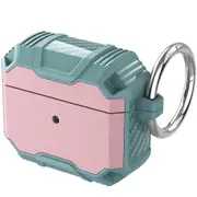 For AirPods 3rd Gen Case, Rugged Shockproof Protective Cover, Hook, Pink & Dark Green