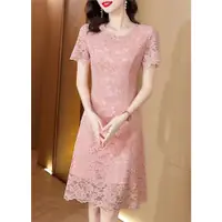 在飛比找ETMall東森購物網優惠-最水-時髦感鏤空蕾絲洋裝(L~4XL)