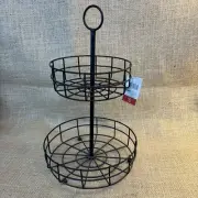 Farmhouse Target Two Tiered Tray Decor Stand Metal Wire Kitchen Bath NEW