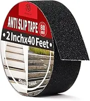 ROSEUP Black Anti Slip Tape 2Inch x 40ft, for Stairs Outdoor/Indoor Waterproof Grip Tape Safety Non Skid Roll for Stair Steps Traction Tread Staircases Non Slip Strips