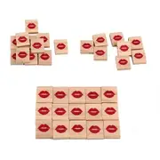 100pc Wooden Tiles Red Lips Symbols DIY Game Weddings Craft Scrap Book