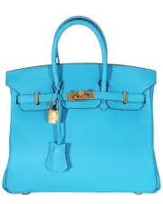Herms Blue Leather Birkin 25 GHW (Authentic Pre-Loved)
