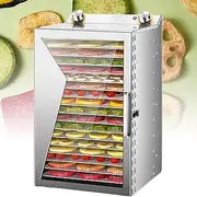 Stainless Steel Food Dehydrator, 650W Fruit Dryer with Digital Display, 18-Layer Food Dryer Machine, 12Hours Adjustable Timer, 30-90℃ Temperature Control, for Jerky, Meat, Fruit, Herbs