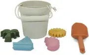 6 Piece Silicone Beach Toy Set - Bucket, Spade and Molds for Sand Play