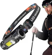 Head Flashlight,Rechargeable Headlamp | Magnet Work Light LED Headlight for Outdoor Night Fishing Camping Mountaineering Backpacking Running Patrolling Exploration