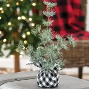 Primitive Christmas Buffalo Check Sparkle Pine Tree, 12"