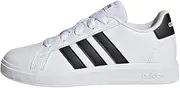[adidas] Sportswear Grand Court 2.0 Lace-Up Kids' Shoes, Cloud White/Core Black/Core Black, 7 US