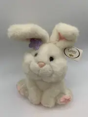 New Russ Caress Pets Bumper Bunny Rabbit White Stuffed Plush Tags 8" 10"