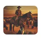 Mouse Pad (Rectangle) Cowboy and His Faithful Dog Overlooking a Herd of Cattle 7