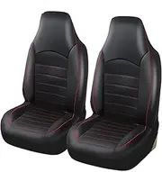 Car Seat Cushion PU Leather Front Seat Cover Car Back Bucket Car Seat Protector Cover Universal Car Seat Accessories(Red 2pcs)