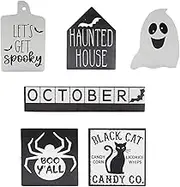 Halloween Tiered Tray Decoration Set, Tiered Tray Decoration Sign - Vista Print Spider Ghost Table Decoration Halloween Tray Decoration Set | Rustic Halloween Tray Decor Set Decorative Tray Sign,