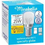 Mirabella Appliance Oven Clear Globe SES 25W 2 pack