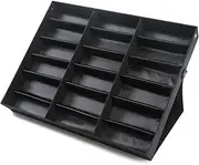 [XINYATO] 18 Grids Glasses Display Box, Sunglasses Storage Organizer Density FiberboardCase, Jewelry Display Tray Watch Organizer, Eyeglasses Eyewear Display Case (all black)