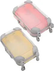 LALADEFIEE 2pcs Mini Suitcase Eyelash Organizer Box Portable False Lash Case Holder