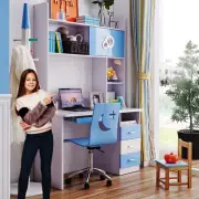 Kids Study Table Desk and Chair Set Bookshelves Drawer BLUE