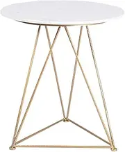 Exquisite Marble Coffee Table, Golden Iron Side Table Home Restaurant Living Room Balcony Leisure Round Coffee Table(Size:50 * 50 * 63CM,Color:A)