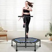 ONETWOFIT 42"/45" Rebounder Trampoline for Adults, Silent Mini Trampoline Indoor Exercise Fitness Trampoline Bungee Rebounder