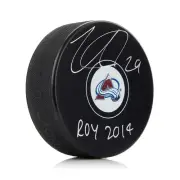 Nathan MacKinnon Colorado Avalanche Signed Puck with ROY Note 5