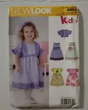 New Look Pattern 0954 Kids Dress Jacket Size 1/2 1 2 3 4 Sleeveless & Puff