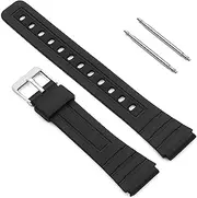 [OcioDual] Replacement Silicone Strap Metal Pins Compatible with Casio Watch F91W F-91W Black Replacement Resin Springs, Black/White, Casual