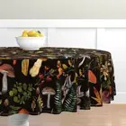 Woodland Thanksgiving In The Forest -Antique Mushroom Round Table Cover