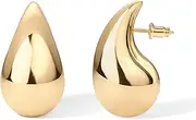 [PAVOI] 14K Gold Plated 925 Sterling Silver Post Teardrop Chunky Hoop Earrings | Lightweight Drop Earrings for Women | Designer Dupe Earrings