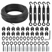 String Light Hanging Kit, Full Black Globe String Lights Suspension Kit w/ 16...