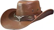 [Frediuo] Cowboy Hat for Women Men Cowgirl Hat Classic Fashion PU Leather Wide Brim Sunhat