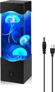 Bonlux Jellyfish Table Lamp,Jelly Fish Night Light RGB Colour Changing, Aquarium Lava Lamp, Jellyfish Tank Moodlight Lamp for Home Decor Kids Adults Birthday Gift Christmas, USB 5V, 1 Pack
