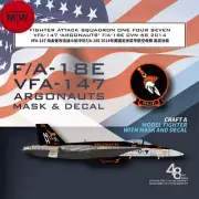 1/48 1/72 F/A-18E VFA-147 Argonauts CVN 68 2014 Mask Decal for Meng/Academy Mode