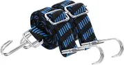 uxcell 2Pcs Adjustable Bungee Cords with Hooks, 39 Inch Flat Heavy Duty Elasticity Straps Rubber Bungee Cords with Buckle for Outdoor, Camping, Tarp, Bike Rack, Luggage, Black Blue