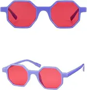 [HPIRME] Vintage Women Octagon Sunglasses Skinny Frame Square Sun Glasses