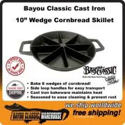 Bayou Classic Cast Iron 10" Wedge Cornbread Skillet Preseasoned Dual Handles