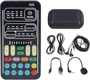 Voice Changer Set, Portable Handheld Microphone Voice Changer, with 8 Different Sounds and Sound Effects, LED Lights, Plug and Play, for Mobile Phone PC (English Version)