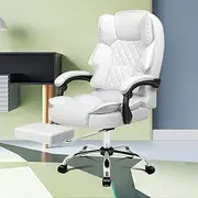 ALFORDSON Ergonomic Office Chair with 150° Recline,Gaming Executive Computer Racer Swivel Chair with Footrest and Adjustable Height,Home Leather Chair with Lumber & Back Support Work(White)