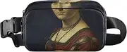[GAIGEO] Seal Rocks Farallons Albert Bierstadt Women Fanny Packs Waterproof Belt Bag Hip Pouch Funny Cross Body Waist Purse, Leonardo da Vinci La Belle Ferronnière, 8 x 5.3 x 2.3 inch, Funny Print
