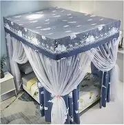 Bed Curtain Canopy Net with Frame Post,Square Princess Bedding,Mosquito Net,Three Side Openings,Bed Canopy for Single to Twin Size (Size: 150×200cm)