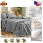 Comfortable 1200 Thread Count Egyptian Cotton Sheet Set - Full Size, Grey - 4 PC