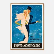 Galrie L'Hiver à Monte-Carlo - Chic Vintage Dance Poster by Jean-Gabriel Domergue, Wood Frame, 50 x 70cm (20 x 28inch)