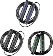 3Pack Skipping Rope with Ball Bearings Tangle-Free Rapid Speed Steel Wire,Light Weight Length Adjustable, Memory Foam Anti-Skid Handles Fitness For Women,Men And Children Fitness(3 colors)