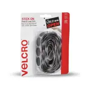 STICK ON HOOK & LOOP DOTS 22mm 40Pcs Adhesive Backed BLACK Nylon