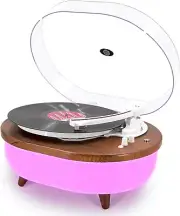 Vinyl Record Player, Retro 2-Speed Wireless Turntable with ...(Yellow Wood)