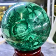 5.3LB Rare Natural Malachite quartz hand Carved sphere Crystal Healing polishing