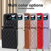 Phone Case For Samsung Galaxy Z Flip 7 Z Flip 6 Z Flip 5 Z Flip 4 Z Flip 3 Handbag Purse Wallet Case Zipper with Removable Cross Body Strap with Wrist Strap Re