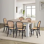 Oikiture Modern Extendable Dining Table and Chairs Set with 6 Dining Chairs and 120-160cm Extendable Table Black