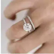 Brilliant Round Cut Solitaire Ring Engagement Wedding Ring Set 925 Silver Ring