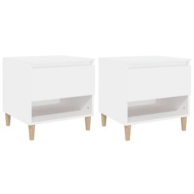2x Bedside Tables Wooden Drawers Storage Side Shelf Cabinets Nightstand White