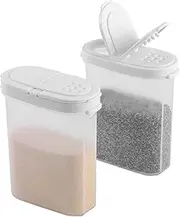 SIGNORA WARE Spice Jars with Lids - 8 oz Refillable Empty Airtight Spice/Seasoning Containers Set -2 in 1 Pour/Sift Shaker Lids Clear Plastic Spice/Seasoning Organizer Kitchen/Travel 2 pk