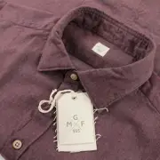 GMF NWT Button Up Sport Shirt Size 17.5 44 XL In Solid Burgundy Red Flannel