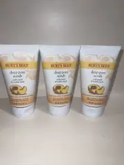 3 pack Burt's Bees Peach and Willow Bark Deep Pore Scrub, Exfoliating - 4oz NEW